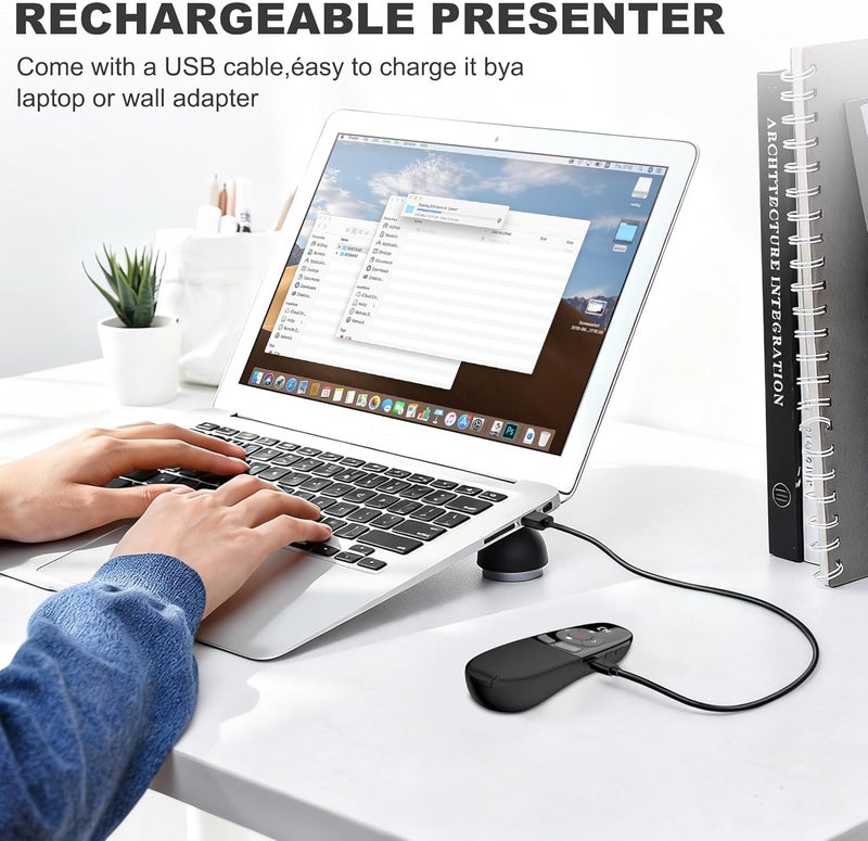 DinoFire USB C Rechargeable Presentation Clicker Wireless Presenter Remote for PowerPoint Presentations with Timer - Image 3